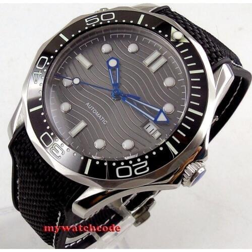 41mm bliger sterile grey wave dial sapphire glass ceramic bezel automatic mens watch B245