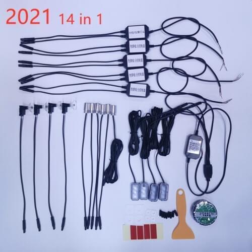 New Sound Active EL Neon Wire Strip Light RGB LED Car Interior Light Multicolor Bluetooth Phone Control Atmosphere Light 12V Kit