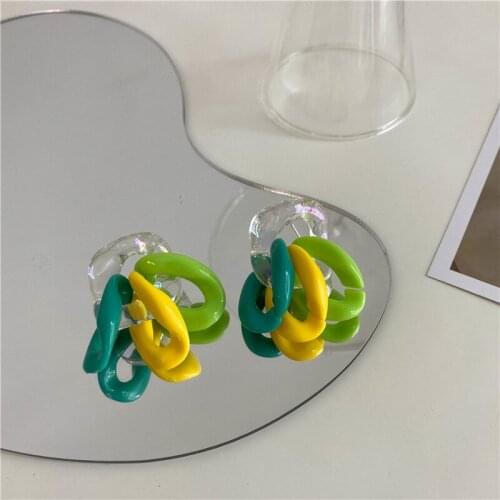 Origin Summer 2021 New Fashion Candy Color Arcylic Earrings for Women Cute Contrast Color Chunky Link Chain Drop Earrings Gift