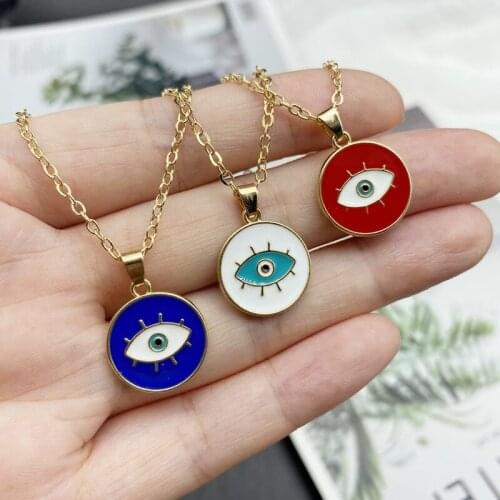 Blue Evil Eye Thin Pendant Women Jewelry Necklace Turkish Lucky Fashion Gold Color Simple Chain Female Daily Minimalist Gifts