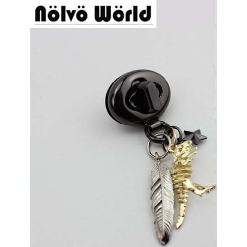 20sets ellips lock dinosaur feather pendant hanging ornament handmade woman bag lock genuine leather Hardware Accessories