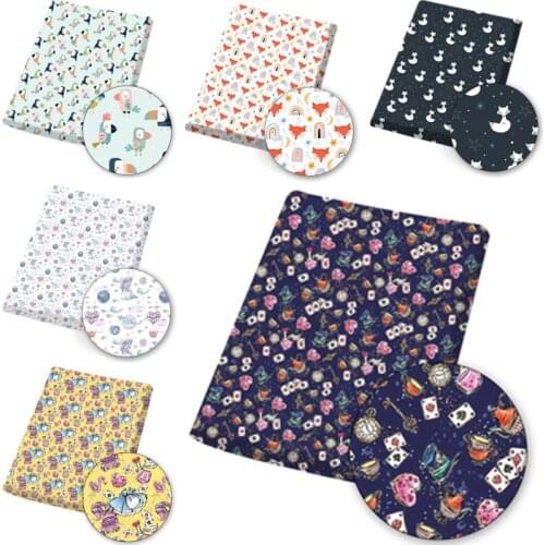 Polyester Cotton Fabric Castle Owl Printed Cloth Sheets Garment Sewing Crafts DIY Mask Dress Materials Home Textile 45*145cm 1pc