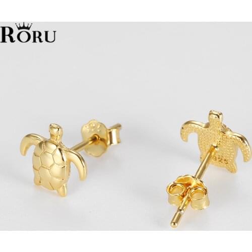 Cute Small Turtle Little Stud Earrings Silver Color Double Earrings for Women Girls Animal Jewelry Fashion Birthday Gift
