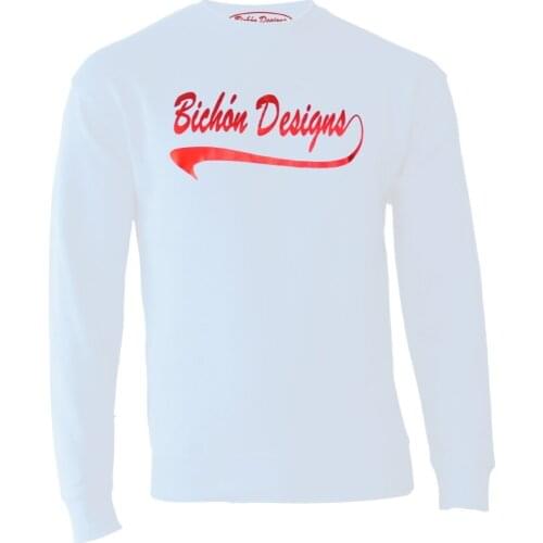 Sweatshirt men and women Bichón Designs, white Basica Bichón Designs red metalico, new collection 2021