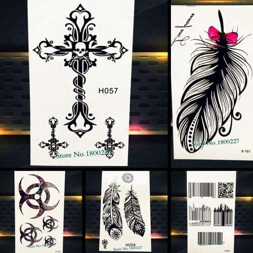Son of God Jesus Cross Temporary Tattoo Black Ink Color Women Men Body Art Arm Tattoo Neck Sticker PYF001 Waterproof Henna Tatoo