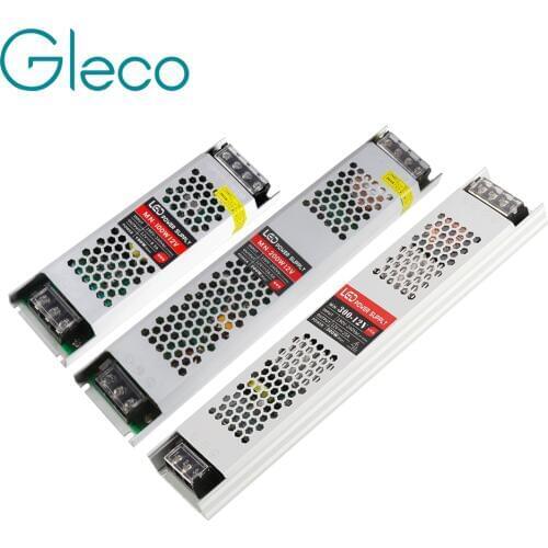 Ultra thin 12V Power Supply 60W 100W 150W 200W 300W Lighting Transformer LED Driver Adapter for LED Strip Light AC190-240V Input