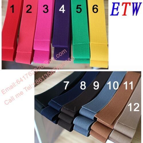 The thickening 38mm Colorful Elastic Ribbon 5yards/lot, 12 Colors Elastic Stretch Webbing , Belt Material wholesale and retail