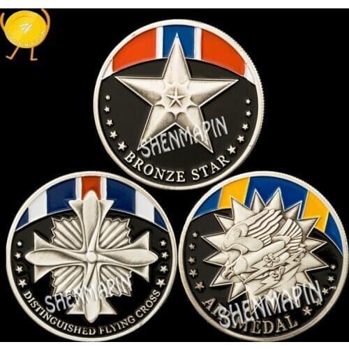 US Distinguished Flying Cross,Air Medal,Bronze Star Commemorative Coin Air Force Honor Medal Coins Collectibles Pilot Gifts