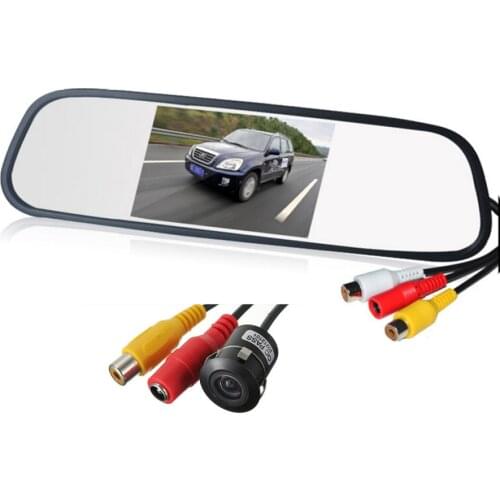 Rear Camera Mirror Car Rearview Parking Camera with 4.3 Inch TFT LCD Monitor for Reversing Backup Parking Assitance