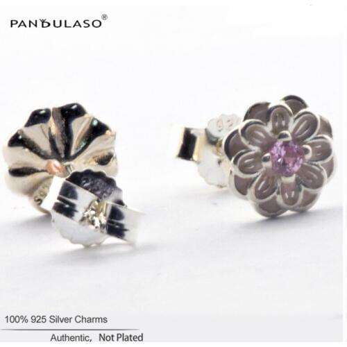 Blooming Dahlia Stud Earrings Silver Woman Earrings Stud Elegant Jewelry Making 925 Original Silver Fashion Earring Studs