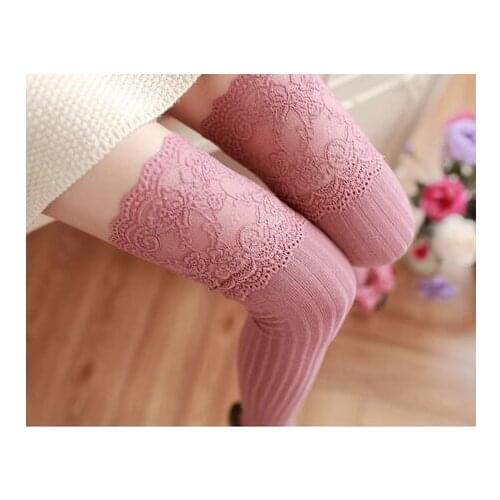 1pair/lot striped Thigh High Stockings Women Lace Sexy Cotton Stocking Autumn Winter Warm stocking free size