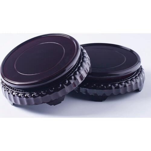 10-26cm Diameter rotating bamboo wooden base round ceramic aquarium flower vase base stone teapot wooden frame stand