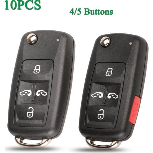 Bilchave 10pcs For Volkswagen VW Sharan multivan t5 Caravelle FOB 4/5 Buttons Folding Flip Remote Car Key Shell Replacement