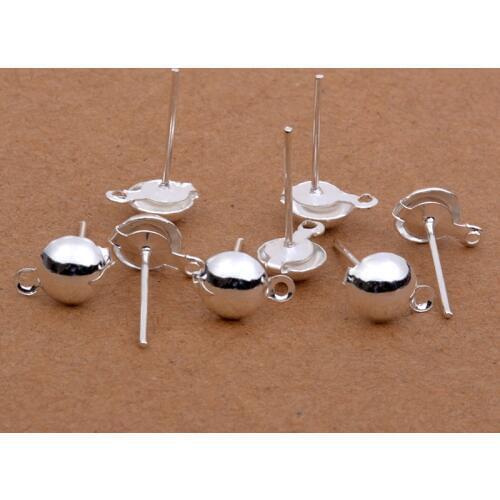 100pcs 4mm 5mm 6mm 8mm 10mm Stainless Steel Blank Earring Post Pin Stud With Loop Earrings for DIY Jewelry Making Findings