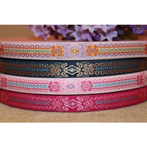 20yards/lot wide 1.5cm Woven Jacquard Ribbon Geometric for hat curtain and clothing accessory LS-1024