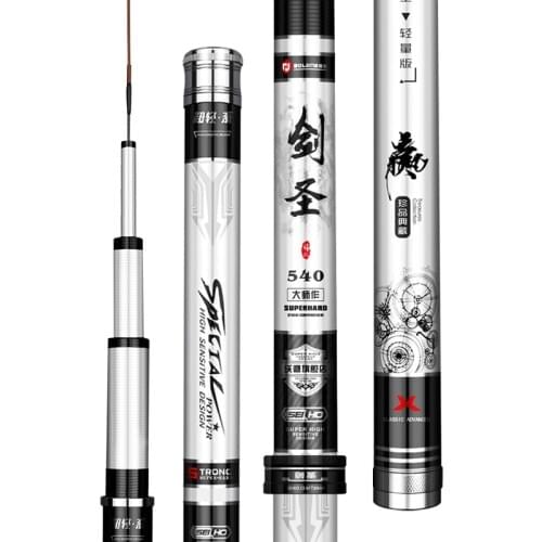 3.6m-7.2m Hand Rod Super Hard Carp Fishing Olta Vara De Pesca 60T High Carbon Fiber Telescopic Fish Canne for Black Pit