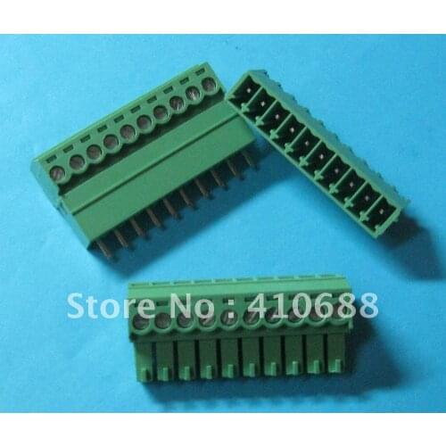 50 Pcs Pitch 3.81mm 10 way/pin Screw Terminal Block Connector Green Color T Pluggable Type