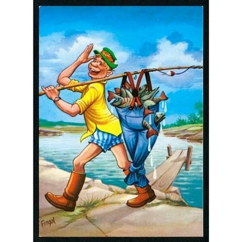 5D DIY Full Round/Square Diamond Painting Cartoon Fishing Cross Stitch 3D Embroidery Rhinestone Mosaic Home Decor Gift Y1412