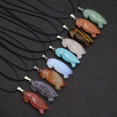 6/12/24 PCS Animal Natural Stone Necklaces Pendants Chakra Reiki Healing Women Jewelry Making Necklace Pendulum Amulet 40*16mm