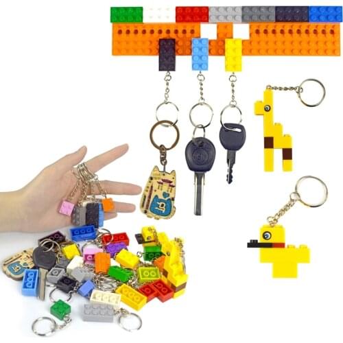 Keychain Building Blocks Random Color key Chain Hanging Ring Accessories Creative brick kits Compatible All Brands toys for kids