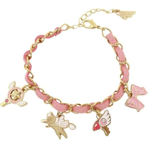 Dongsheng Cardcaptor Sakura Charm Bracelet Japan Anime Jewerly With Headdress Star Wand Hairpin Kinomoto Sakura Cosplay-25