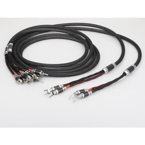 Audiocrast SC316AG4 100% Pure Solid Silver Audiophile Speaker cable Biwire Carbon Spade to banana plug Loudspeaker Cable HIFI