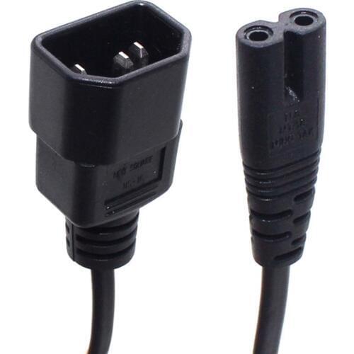 IEC 3-Pin Kettle C14 Male To C7 Female Converter Adapter Cable For PDU UPS 0.3m~1.8m
