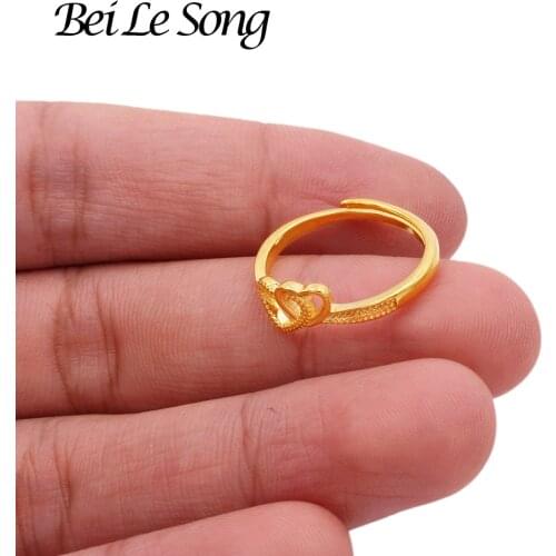 Couple Rings jewelry for women love accessories ring African jewellery Dubai 24K gold color rings wedding resizable ring gifts