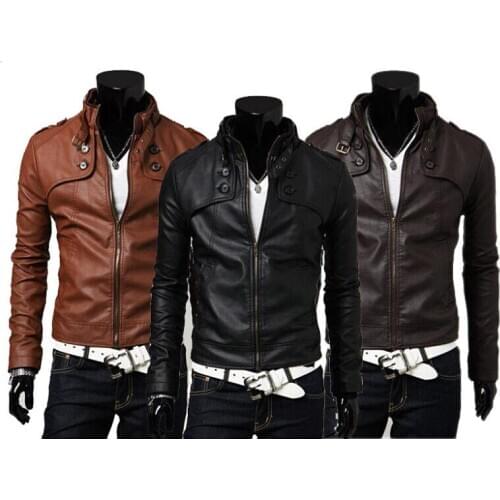 Korean Men 'S Clothes Slim Collar Leather Coat Male Leather Jacket Punk Fashion Coat Pu Male Locomotive Male Short Paragraph