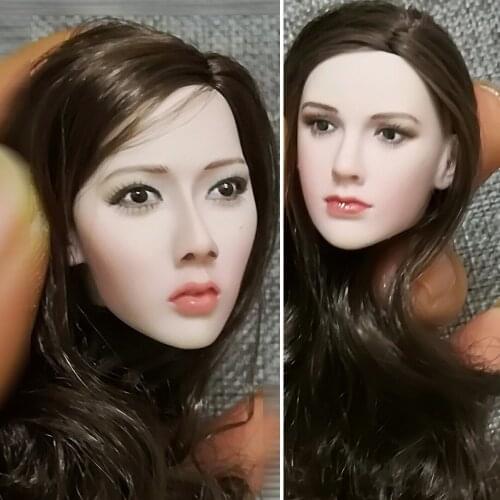 1/6 Female Head Sculpt Model Long Brown Hair White Skin Asian Beauty For 12" Figure Body