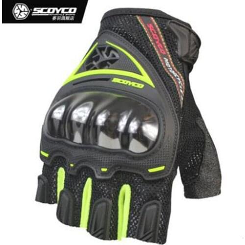 SCOYCO Summer Breathable Wearable Shell protection Motorcycle Gloves Half finger kinght locomotive Motorbike Riding Racing Glove