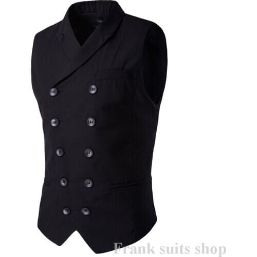 2018 men Suit Vests Waistcoat Slim Fit Brown Clothing Black Vest Coat Double breasted