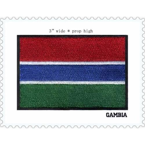 New high quanlity 100% Embroidery flag patch of GAMBIA 3d patch scout 3" wide