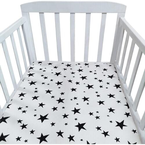 100% Cotton Crib Flat Sheet Soft Baby Bed Mattress Cover Protector And Elastic Bed Sheet Cartoon Newborn Bedding