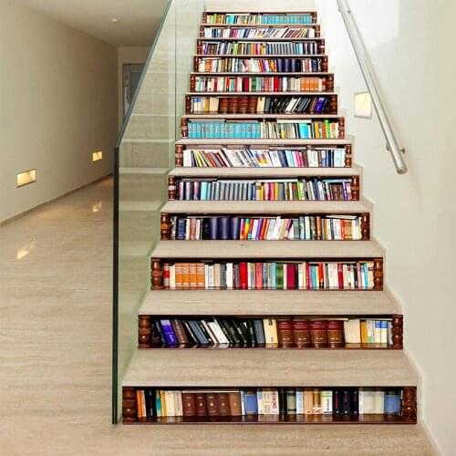 PVC wallpaper bookcase simple 13 pieces of DIY stair stickers, step stickers wall stickers