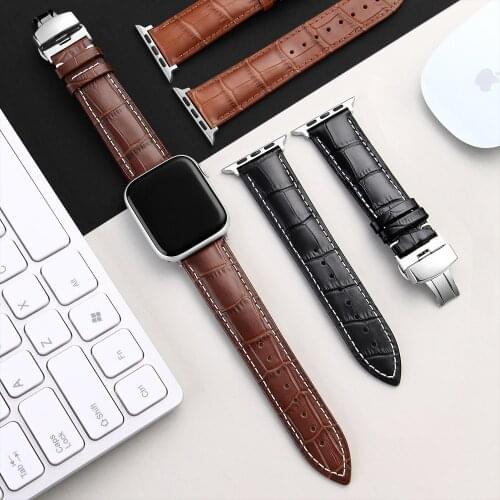 STJ Genuine Cow Leather Watchband For iWatch Apple Watch Band Series 5/4/3/2 38mm 42mm For Apple Watch Strap 40mm 44mm Bracelet