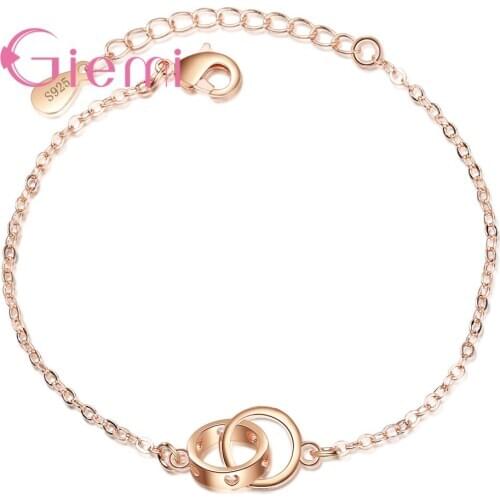 Luxury Women Double Bague Hollow Bracelets Elegant Adjustable Heart Design Korean Style Fashion Jewelry Bijoux