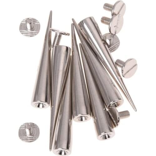 10 Set Silver Screw Bullet Rivet Spike Studs Spots DIY Rock Punk