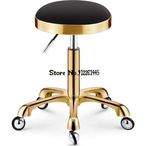 Stainless Steel Beauty Work Stool Barbershop Chair Rotating Lifting Round Stool Barber Shop Hair Cutting Stool Special for Hair