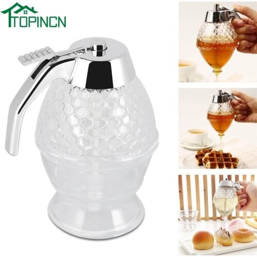 TOPINCN 200ml Honey Syrup Dispenser Glass Pot Vintage No Drip Jar Container Juice Bee Drip Storage Bottle