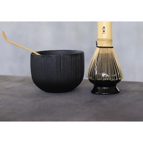 LUWU traditional matcha sets natural bamboo matcha whisk ceremic black matcha bowl whisk holder japanese tea sets