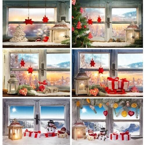 Vinyl Custom Christmas day Photography Backdrops Prop Christmas gift Windows theme Photo Studio Background 20924XTW-05