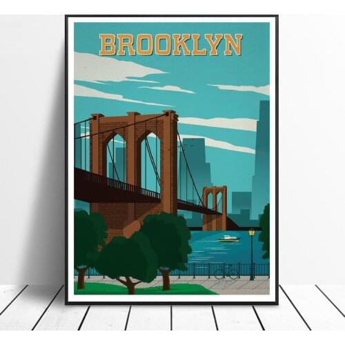 VINTAGE BROOKLYN Canada Canvas Painting Art Print Poster Picture Wall Modern Minimalist Bedroom Living Room Decoration