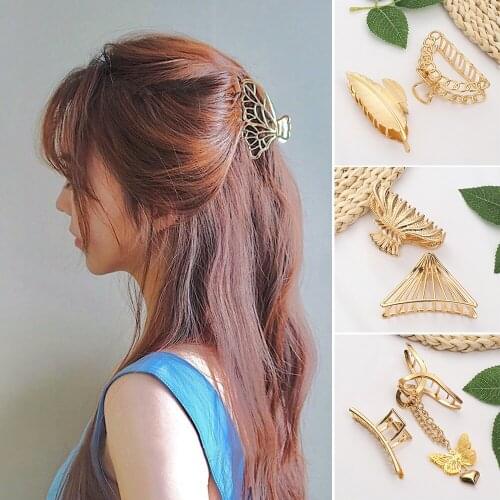 Retro Alloy Metal Hairgrip Goth Butterfly Hair Claw Women Girls Love Pendant Hair Clips Barrettes Hair Jaw Grip Styling Tools