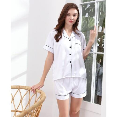Women Silk Pajama Sets Womens Ladies Satin Pyjama Set Silky Summer Lounge Wear Pajamas Short Sleeve Pjs solid