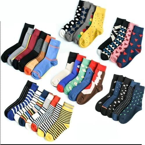 Cartoon Crocodile Fried Egg Bird Geometric Stripe Stitching Color Women Street Fashion Socks Comfortable Breathable Cotton Socks