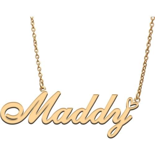Love Heart Maddy Name Necklace for Women Stainless Steel Gold & Silver Nameplate Pendant Femme Mother Child Girls Gift