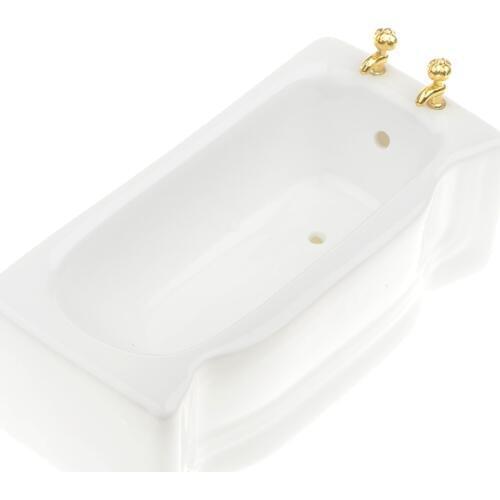 1:12 Dollhouse White Porcelain Bath Tub Miniature Bathroom Furniture Accessory Life Scenes Decoration