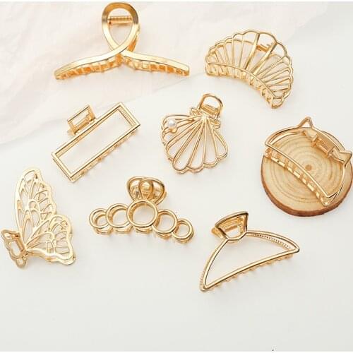1Pcs Fashion Simple Geometric Hair Claw For Women Girls Clamps Hair Crab Metal Hair Clip Claw Accessories Headwear