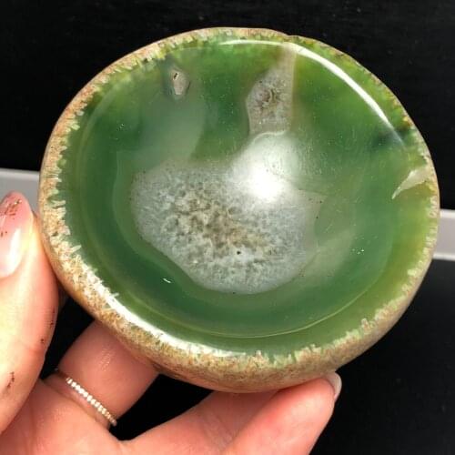 1PC Natural Agate Ashtray Gemstone Bowl Jade Chalcedony Irregular Smooth Polished Hand Carved Stone Home Decoration